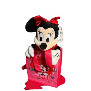 Disney Minnie Mouse Plush in Bag Red Bow Black Ears Pink Tote